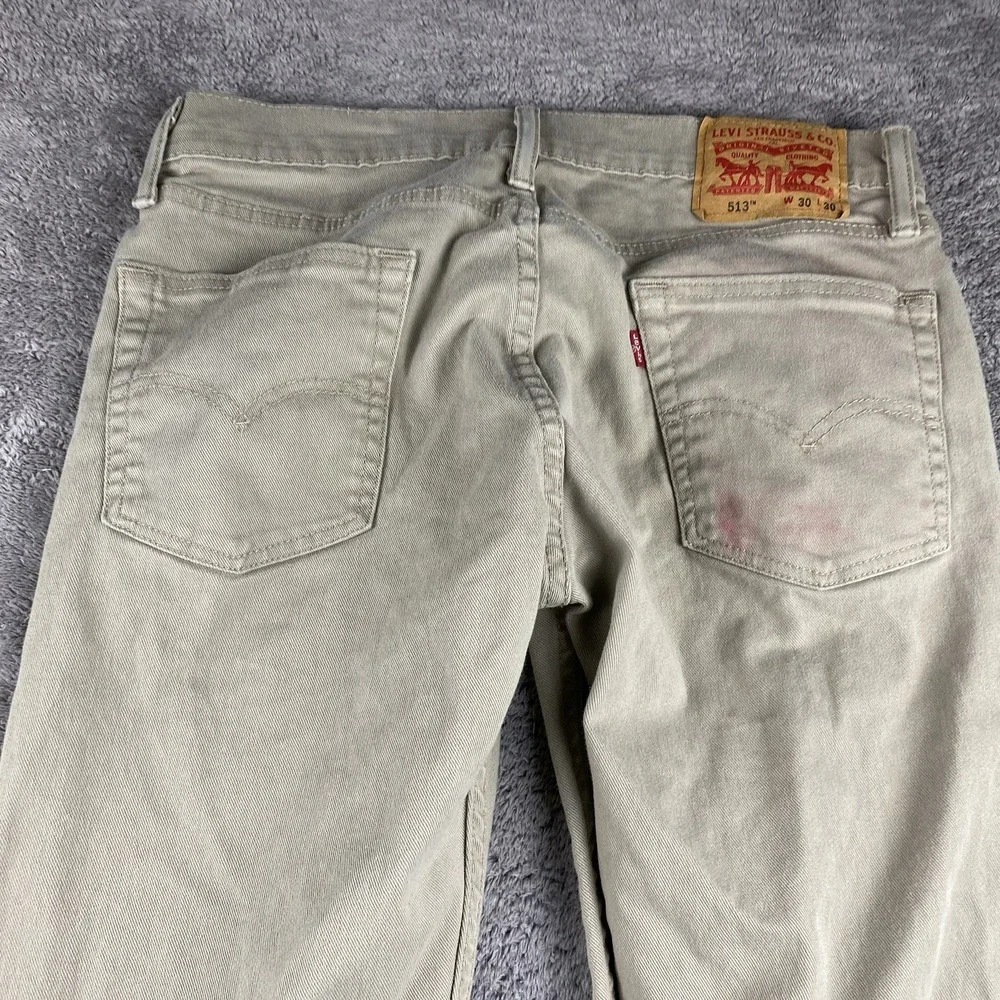 Levis 513 Slim Straight Jeans Mens‎ 30x30 Beige Low Rise - Picture 12 of 13